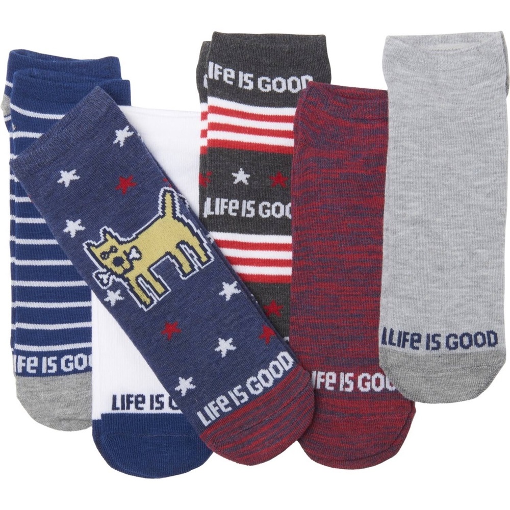 Life Is Good Mens 6 Pack Low Cut Socks Fits Shoe Size 6-12.5 NWT